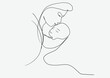 © Teerayut - Continuous line drawing of mother with a baby with heart shape symbol.Hand drawn illustration for Happy International Mother's Day card.Vector mother's day concep and minimalism style concept.