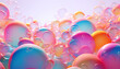 Seifenblasen in regenbogen Farben für Hintergrund oder bunte Akzente
