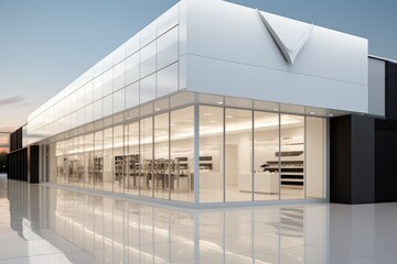 Poster - Modern store, Exterior Of Clothing Store With Shoes And Other Accessories Displaying In Showcase.