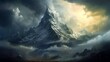 The dramatic play of storm clouds gathering over a mountain summit, foretelling the fury of nature.