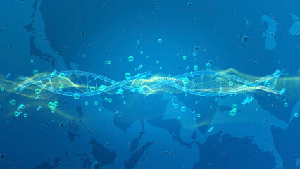 Wall Mural - digital medical science technology dna wave background