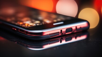 Canvas Print - A close up of a cell phone with a red case, AI