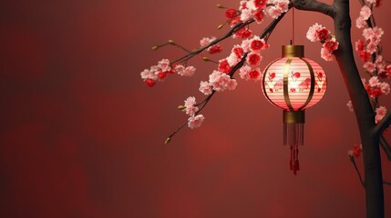Sticker - Prosperity Lunar New Year, Chinese New Year, Lantern card, copy space.