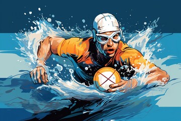 Canvas Print - water polo illustration