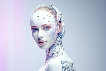 Wall Mural - artificial intelligence in the image of a girl, technologies of the future