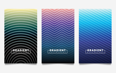 Wall Mural - Set of vector gradient backgrounds with line texture. For covers, wallpapers, branding, business cards, social media and other projects.