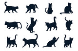 Fototapeta Koty - A set of silhouettes of different cats