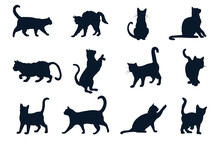 A Set Of Silhouettes Of Different Cats