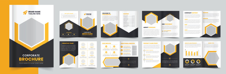 Wall Mural - Company profile brochure template design, Minimalist corporate brochure layout,16 pages corporate brochure design template,