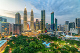 Fototapeta Miasto - The KLCC Park and the Petronas Twin Towers, Kuala Lumpur