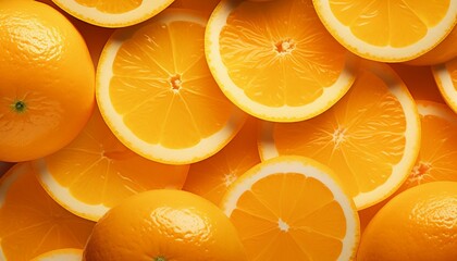 Wall Mural - Orange fruits background, heap of fresh orange slice background. Generative AI