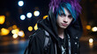 Close-Up of emo Punk Boy with Brightly Colored Hair
