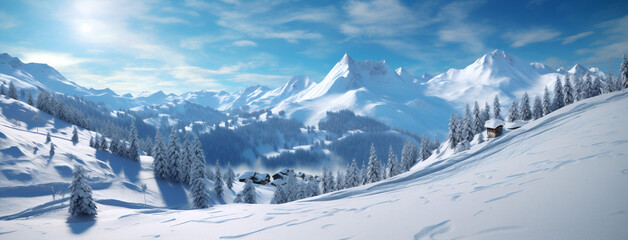 Wall Mural - Man active trek landscape sport forest travel winter snow snowboard lifestyle nature hiker mountaineering