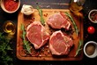 Meat steak with rosemary on a cutting board