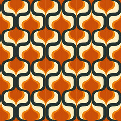 Abstract colorful shapes in 60s style wallpaper seamless pattern