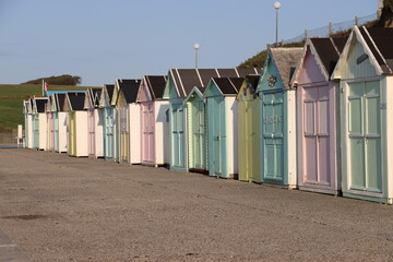 Wall Mural - colorful beach huts in Normandy