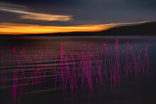 Surreal Night Landscape On The Lake