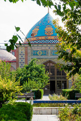 Sticker - view of Blue Mosque building in green court in Yerevan city on sunny autumn day. The Blue Mosque is Shia mosque, it was built in 1766