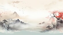 Template Background Chinese Ink Art Landscape Painting Ancient History Of China Wallpaper People Couple Family Wuxia Online Game Style