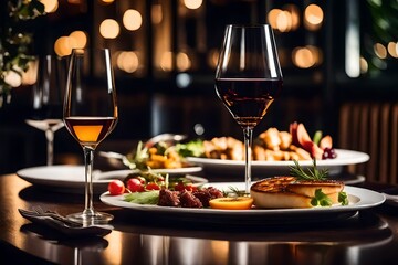 Wall Mural - table with wine