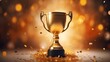 © DreamPointArt - A prestigious golden trophy, representing achievement and victory, with vibrant confetti showering in the background.