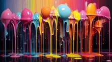 Background Artwork In The Dripping Paint Style, Copy Space, High Quality, 16:9