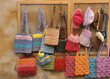 Crochet bags at a tourist shop in Italy