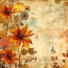 Autumn Floral Scrapbook Paper Design Background