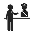 Isolated pictogram icon of security check in, for visitor management system or VMS, airport, office, building entry