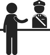 Isolated pictogram icon of security check in, for visitor management system or VMS, airport, office, building entry
