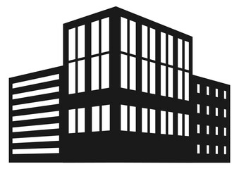 Poster - Office building icon. City construction black symbol