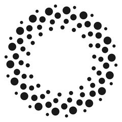 Sticker - Round dotted shape. Halftone ring logo template