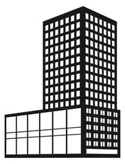 Poster - Skyscraper black icon. Urban downtown business office