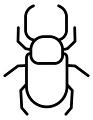 Poster - Horned bug thin line icon. Beetle symbol