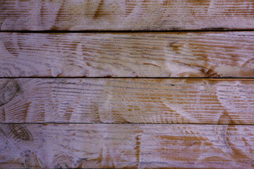 Old wood texture background, surface with old natural colored wood, top view. Grain table surface.