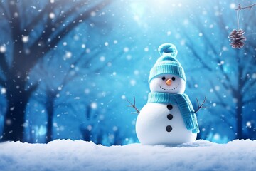  snowman background and copy space, generative ai