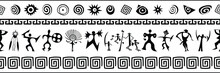 Ethnic Seamless Border On The Theme Of Rock Paintings, Vector Design, Banner