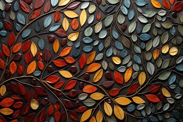 Poster - Leaves and twigs form an intricate, natural mosaic.