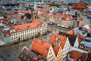 Canvas Print - A view over the historic Market Square in Wrocław, Poland