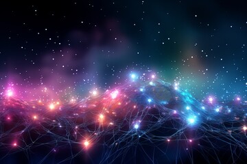 Wall Mural - an abstract representation of interconnected data nodes forming a digital matrix, symbolizing the co
