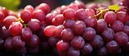 Wall Mural - full frame view of healthy fresh red grapes in stack, close up view