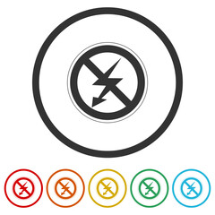 Sticker - No flash icon. Set icons in color circle buttons