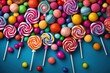 A Tower of Vibrant Lollipops Creating a Sweet Candy Delight Created With Generative AI Technology