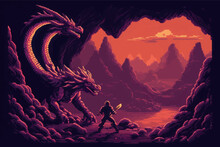 The Dragon In The Desert The Dragon In The Desert Vector Graphic Illustration Of Dragon In The Mountains