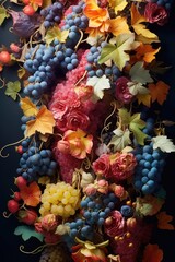Wall Mural - A bunch of grapes and other fruit displayed on a table. Perfect for food and nutrition-related projects.