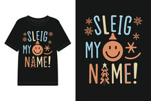 Vector Typography Santa T Shirt Design, Merry Christmas Graphic T Shirt Design Template.
