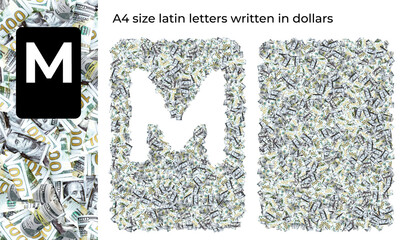 A4 size letters written in dollars