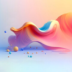 Canvas Print - colorful glossy liquid wave background. 3d and realistic abstract background. generative ai
