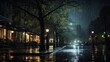 Heavy rain at night, AI generative