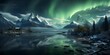 © Hamsyfr - landscape view of icy mountains and rivers showing the aurora sky at night